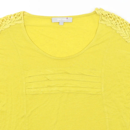 Womens UK Size 10 Per Una Yellow Basic T-Shirt
