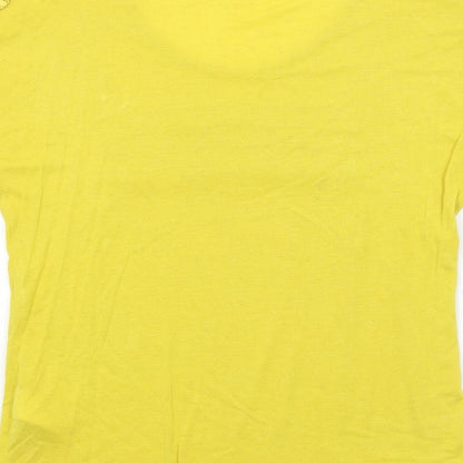 Womens UK Size 10 Per Una Yellow Basic T-Shirt