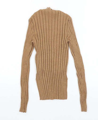 Womens UK Size 8 Topshop Brown Basic T-Shirt