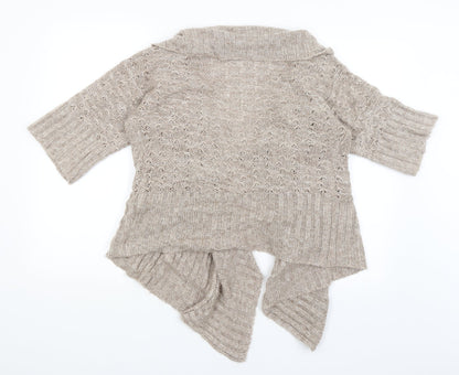 Womens UK Size 10 New Look Brown Wrap Jumper