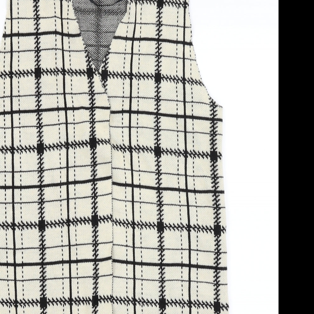 Primark Womens Beige Check  Wrap Jumper Size 6