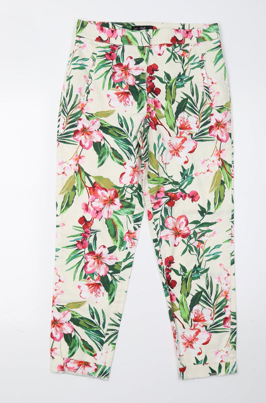F&F Womens White Floral  Trousers  Size 8 L26 in