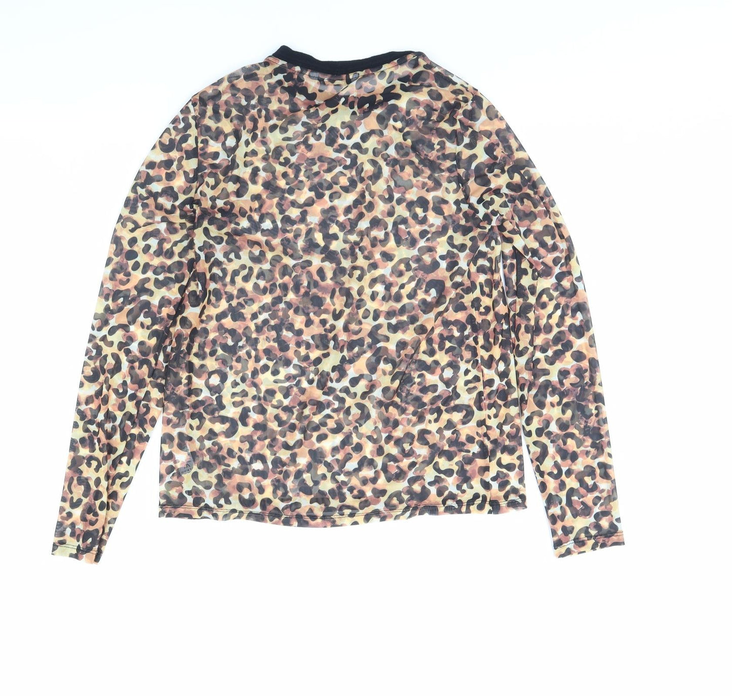 TU Womens Brown Animal Print  Basic Blouse Size 10