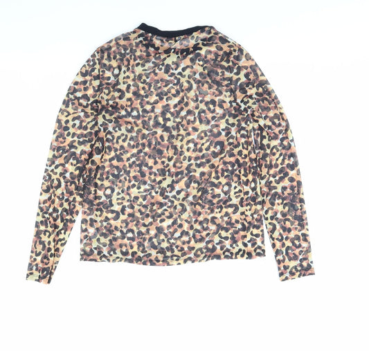 TU Womens Brown Animal Print  Basic Blouse Size 10