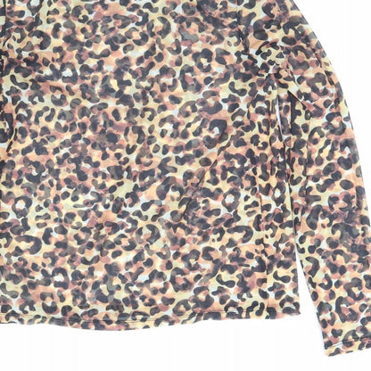 TU Womens Brown Animal Print  Basic Blouse Size 10