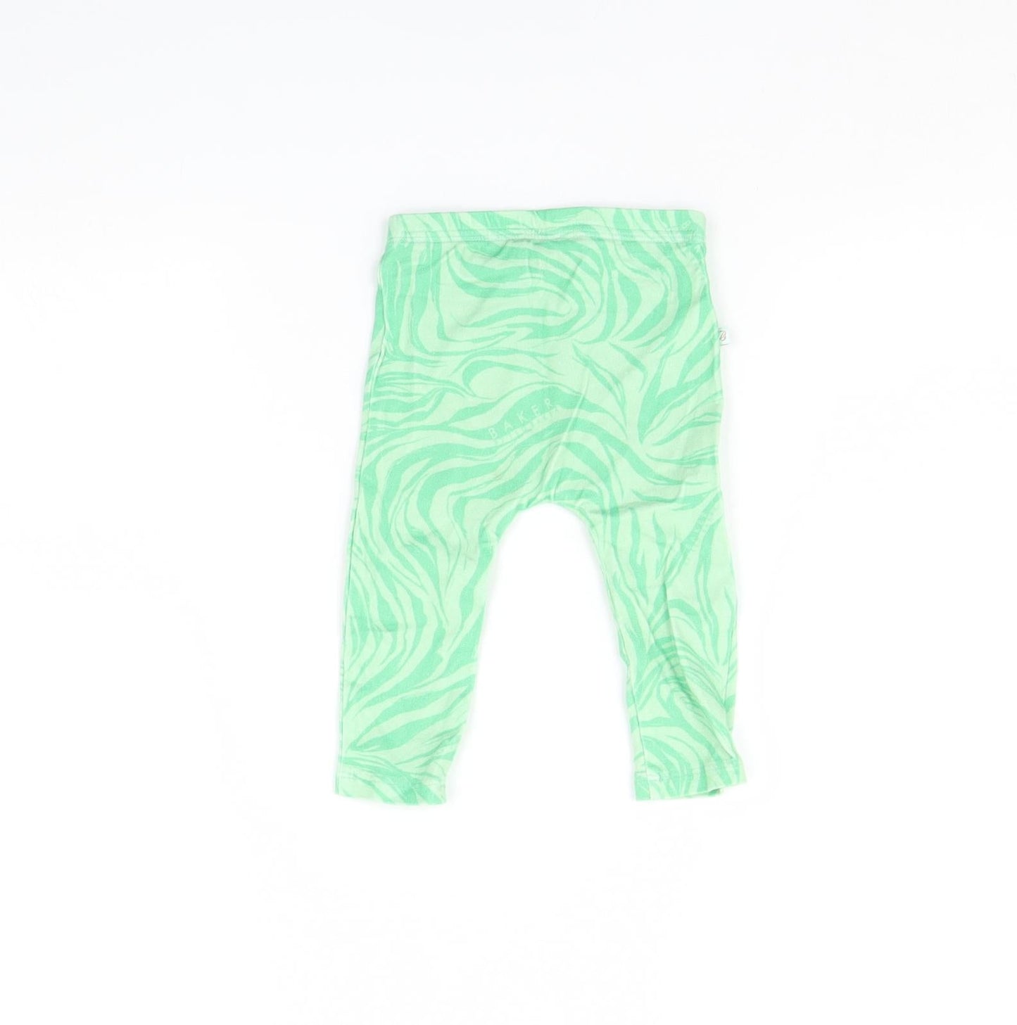 Baker Girls Green Animal Print  Capri Leggings Size 6-9 Months