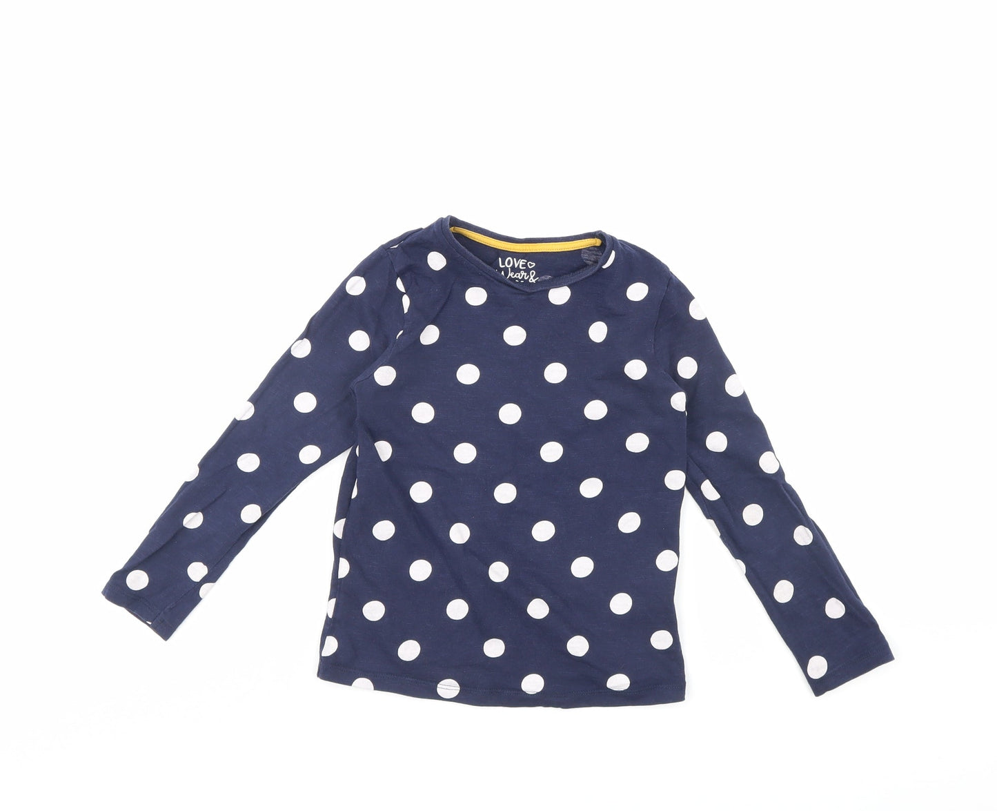 F&F Girls Blue Polka Dot  Basic T-Shirt Size 5 Years