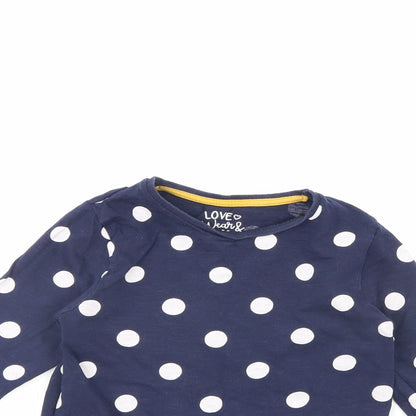 F&F Girls Blue Polka Dot  Basic T-Shirt Size 5 Years