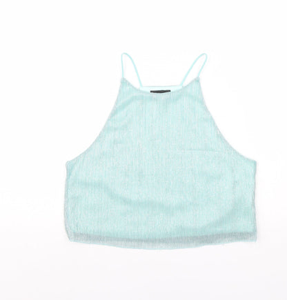 Womens UK Size 12 Topshop Green Cropped Tank