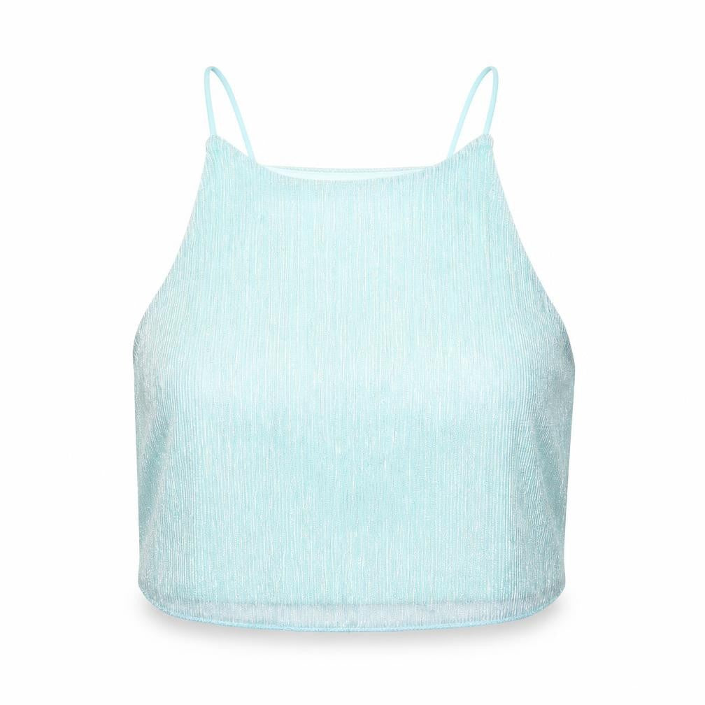 Womens UK Size 12 Topshop Green Cropped Tank