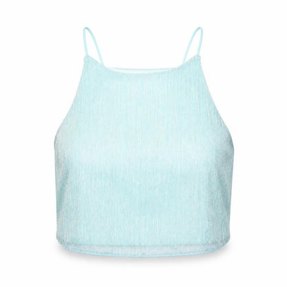 Womens UK Size 12 Topshop Green Cropped Tank