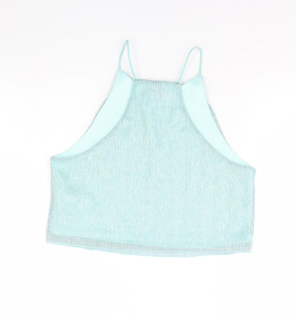 Womens UK Size 12 Topshop Green Cropped Tank