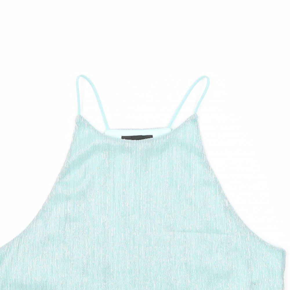Womens UK Size 12 Topshop Green Cropped Tank
