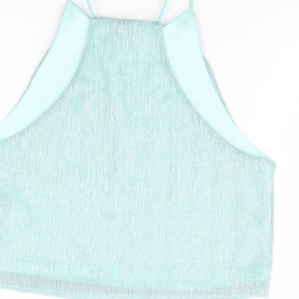 Womens UK Size 12 Topshop Green Cropped Tank
