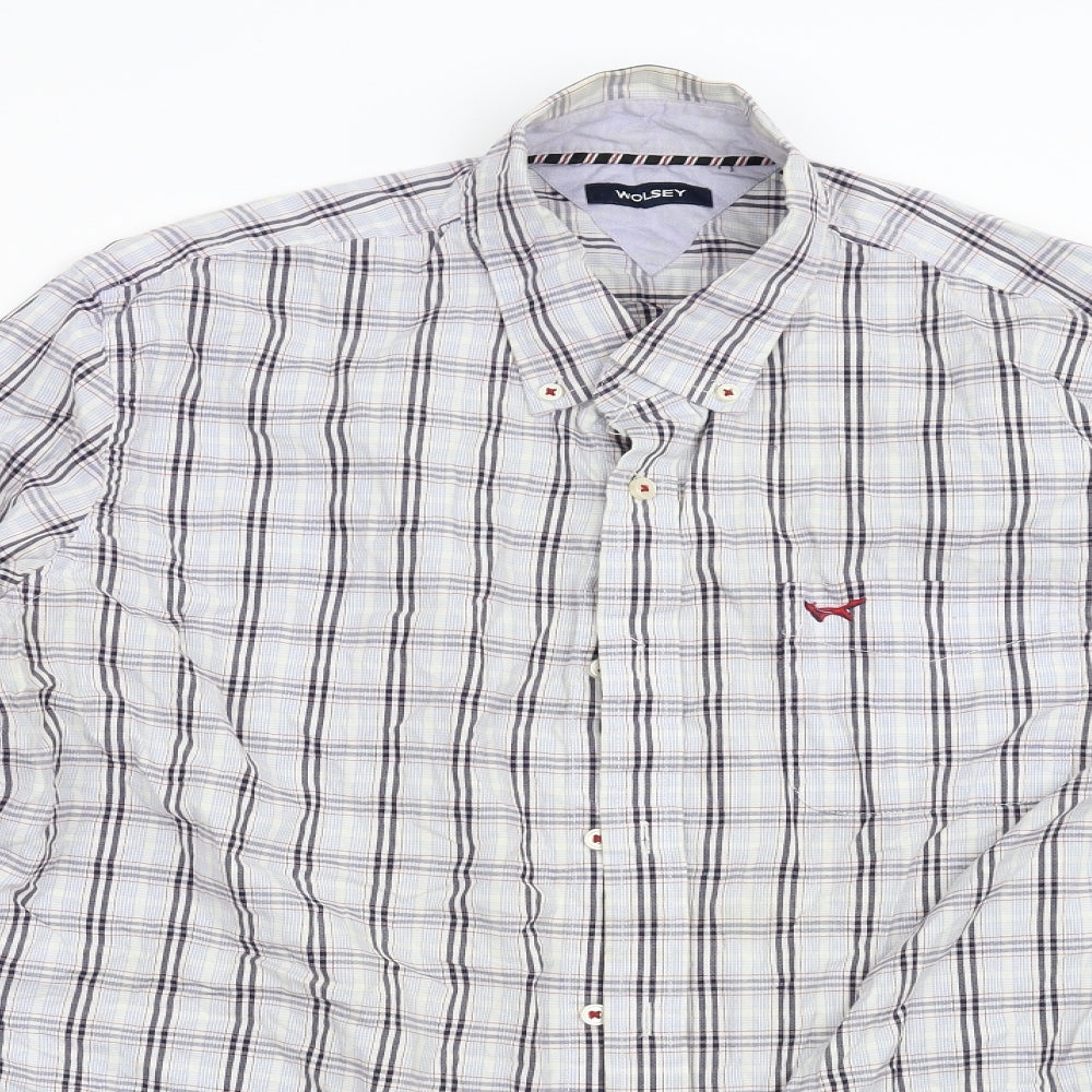 Wolsley Mens Blue Check   Button-Up Size L