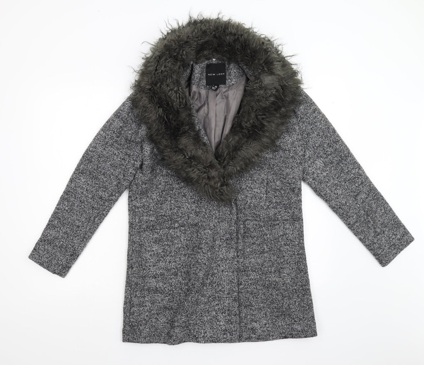 Womens UK Size 8 New Look Grey Overcoat