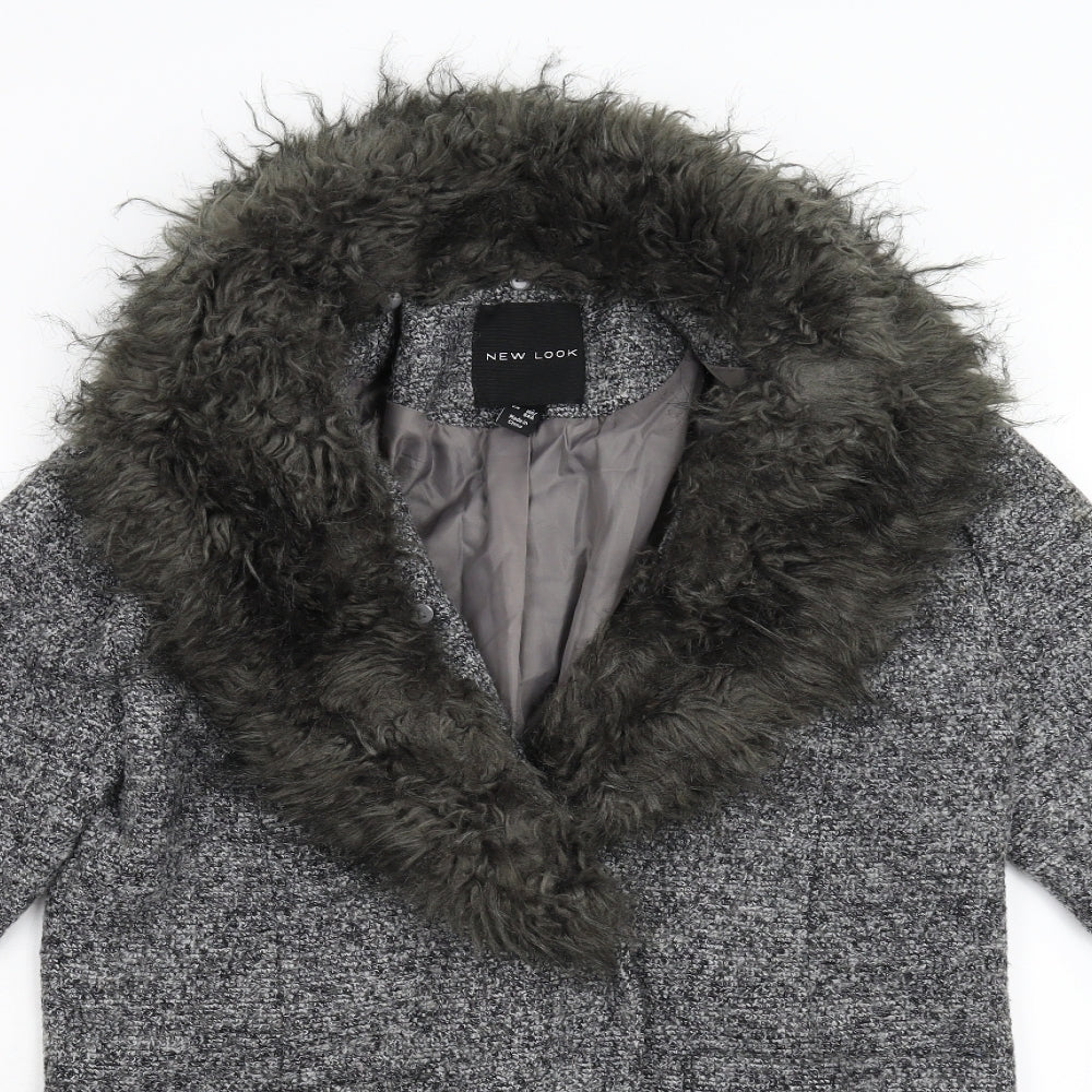 Womens UK Size 8 New Look Grey Overcoat