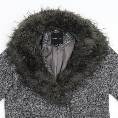 Womens UK Size 8 New Look Grey Overcoat