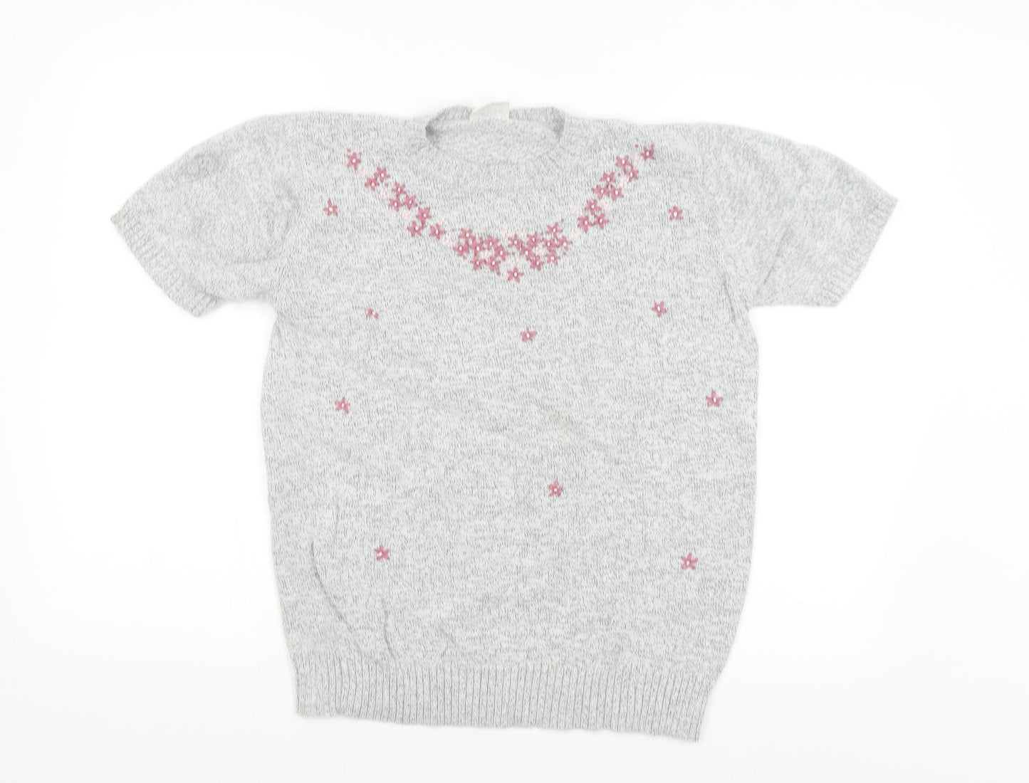 Classics Womens Grey Floral  Pullover Jumper Size 12