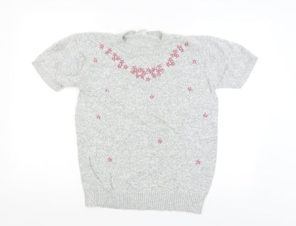 Classics Womens Grey Floral  Pullover Jumper Size 12