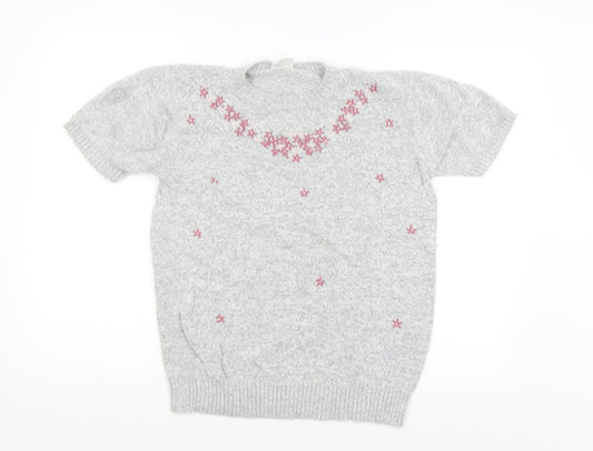 Classics Womens Grey Floral  Pullover Jumper Size 12