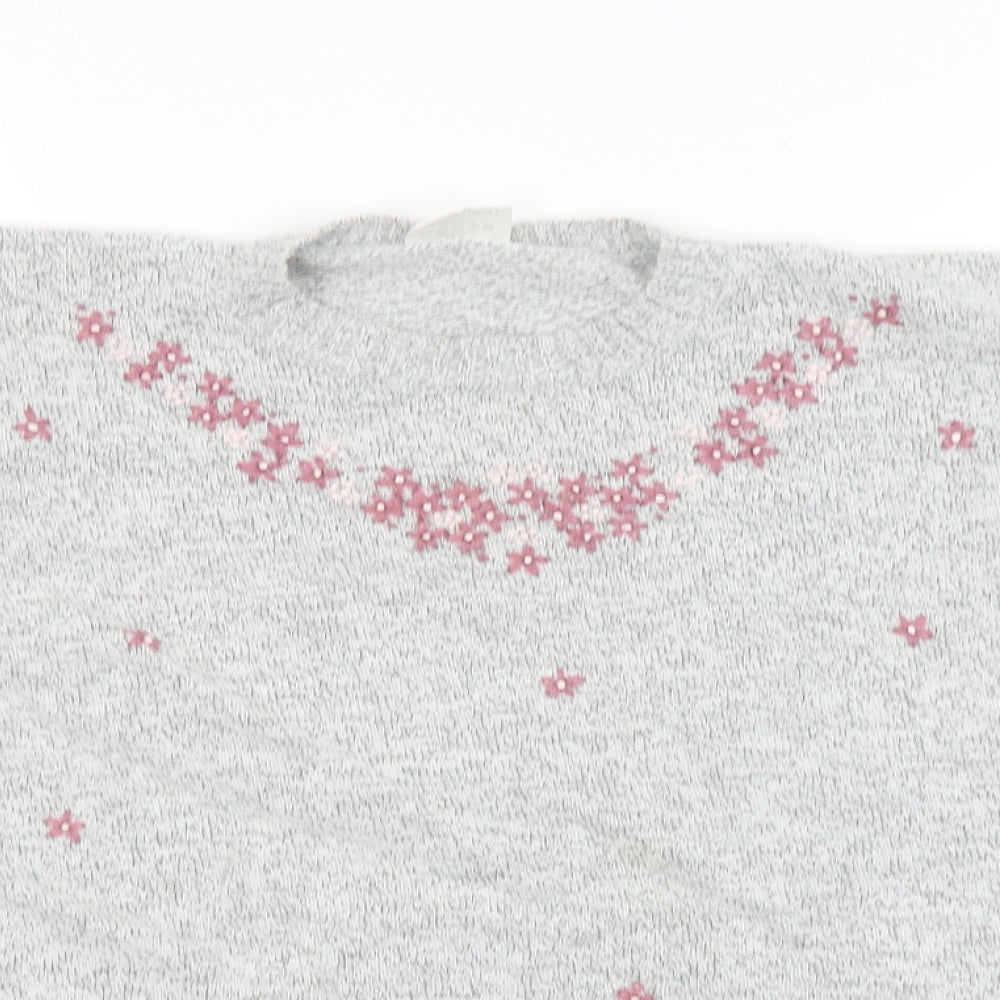 Classics Womens Grey Floral  Pullover Jumper Size 12