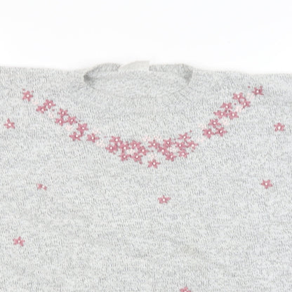 Classics Womens Grey Floral  Pullover Jumper Size 12