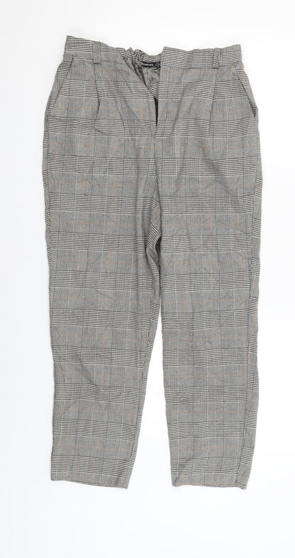 Stradavarius Womens Beige Check  Capri Trousers Size L L25 in