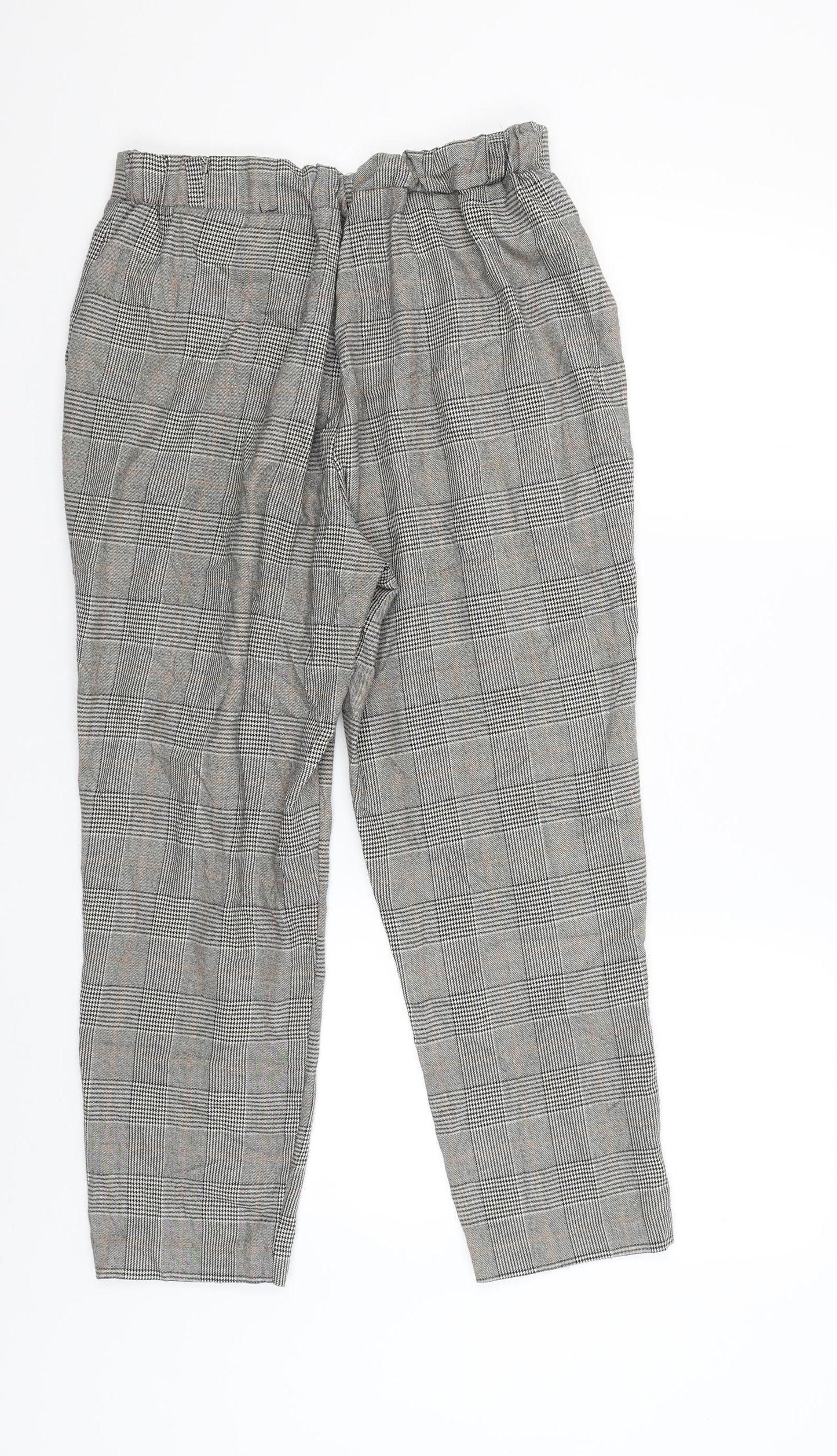 Stradavarius Womens Beige Check  Capri Trousers Size L L25 in