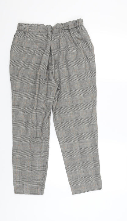 Stradavarius Womens Beige Check  Capri Trousers Size L L25 in