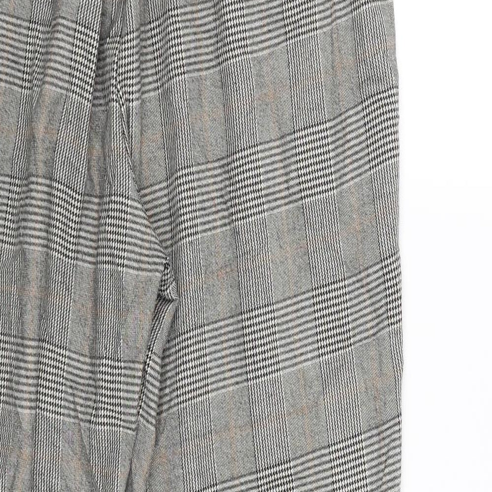 Stradavarius Womens Beige Check  Capri Trousers Size L L25 in