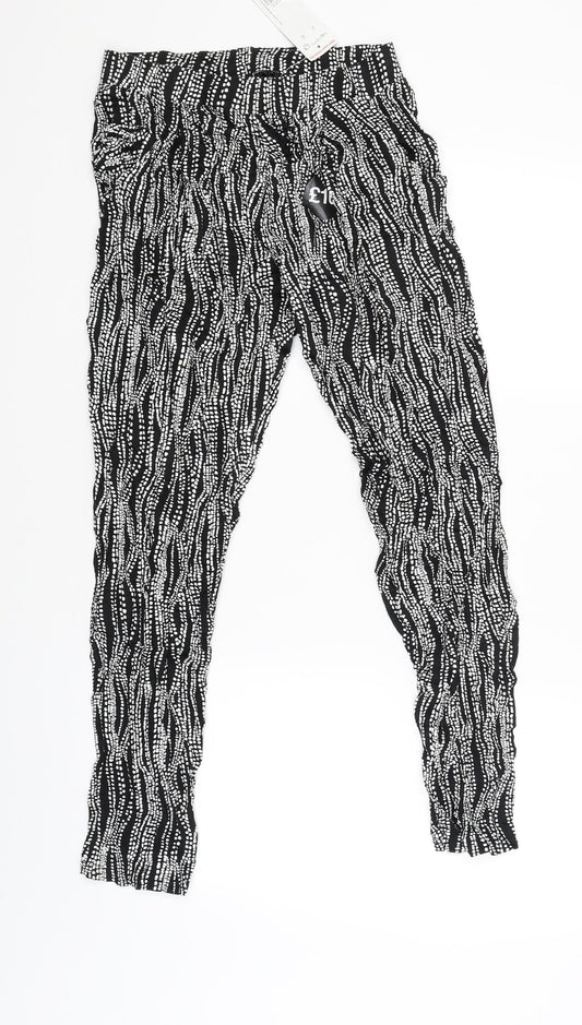 F&F Womens Black Striped  Jogger Trousers Size 8 L26 in