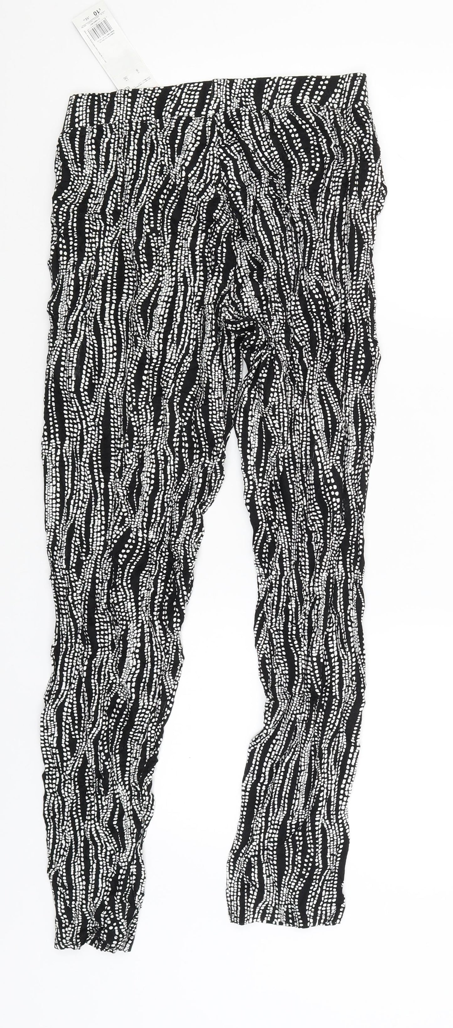 F&F Womens Black Striped  Jogger Trousers Size 8 L26 in