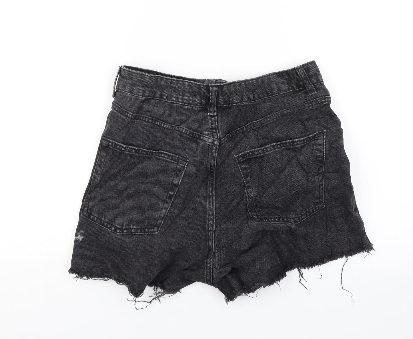 Topshop Womens Black  Denim Chino Shorts Size 26 in - Distressed