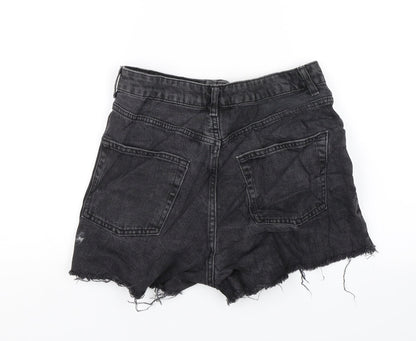 Topshop Womens Black  Denim Chino Shorts Size 26 in - Distressed
