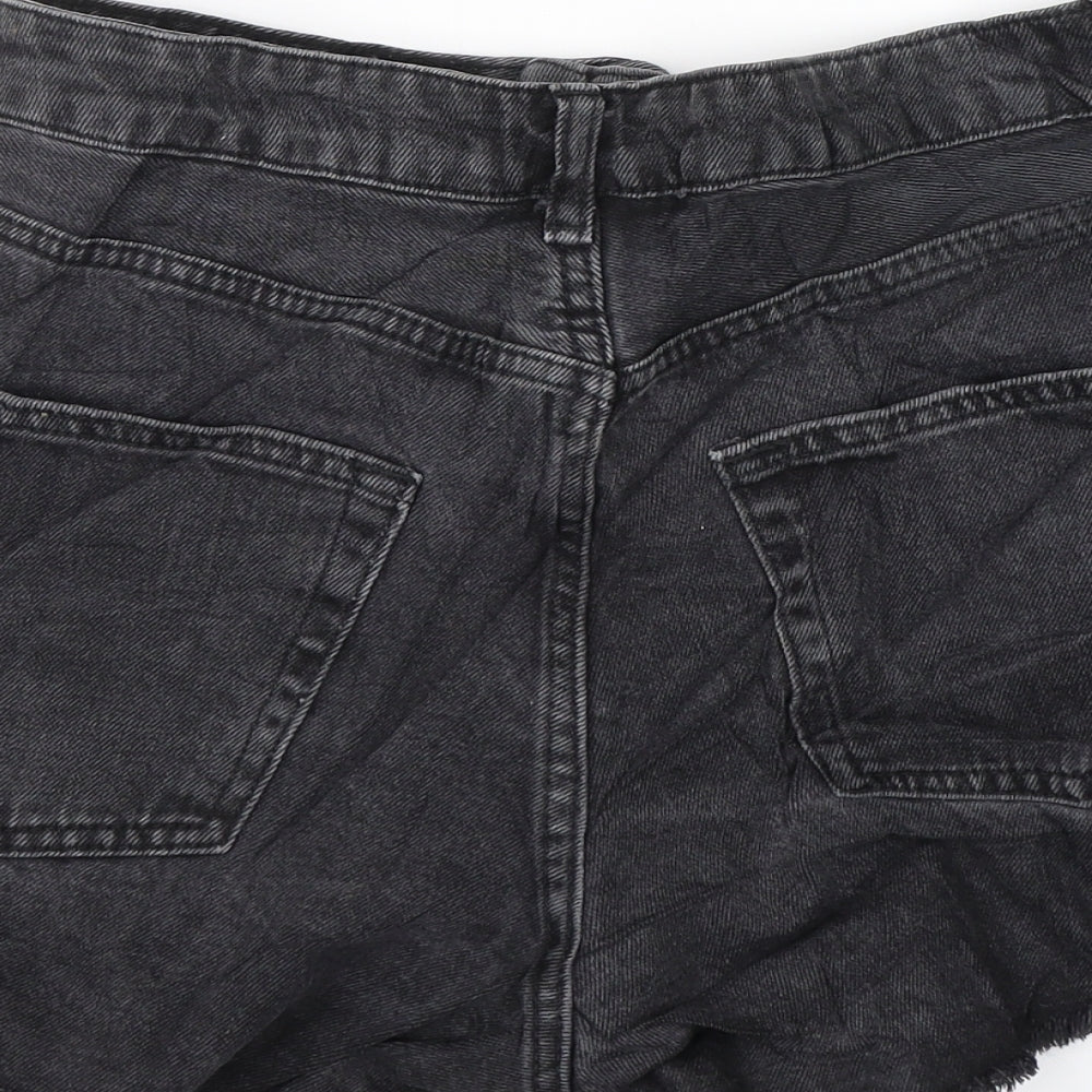 Topshop Womens Black  Denim Chino Shorts Size 26 in - Distressed