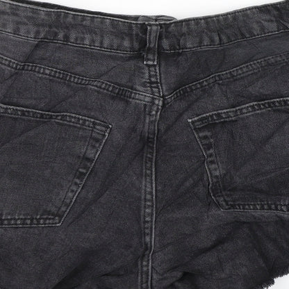 Topshop Womens Black  Denim Chino Shorts Size 26 in - Distressed