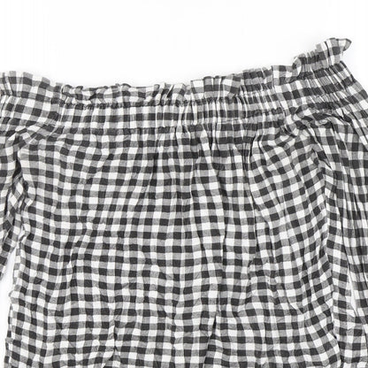 Atmosphere Womens Black Plaid  Basic Blouse Size 8