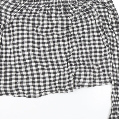 Atmosphere Womens Black Plaid  Basic Blouse Size 8