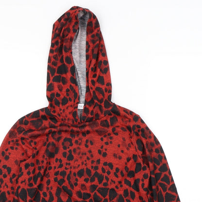 Carpe Diem Womens Red Animal Print  Pullover Hoodie Size S
