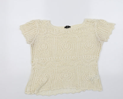 Womens UK Size M H&M Ivory Basic Blouse