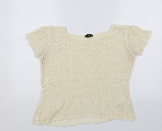 Womens UK Size M H&M Ivory Basic Blouse