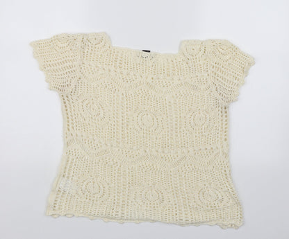 Womens UK Size M H&M Ivory Basic Blouse
