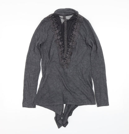 Womens UK Size S Preworn Grey Cardigan Jumper