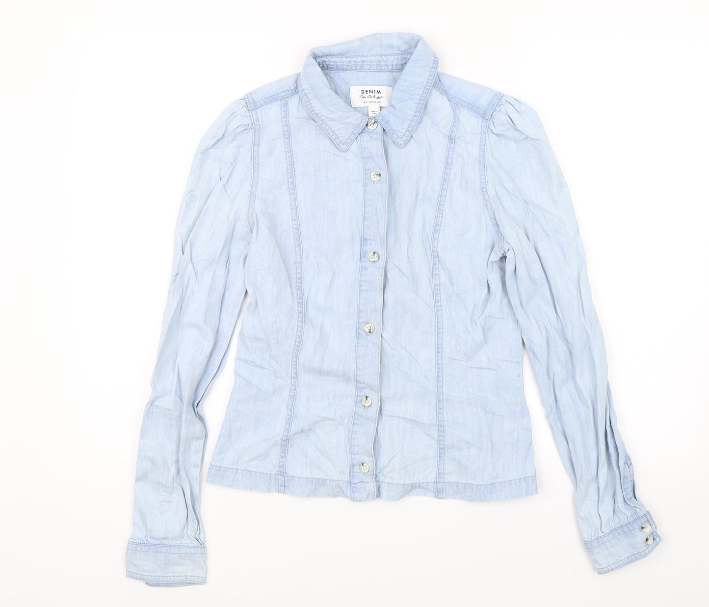 Womens UK Size 8 Miss Selfridge Blue Basic Button-Up