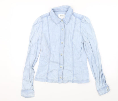 Womens UK Size 8 Miss Selfridge Blue Basic Button-Up