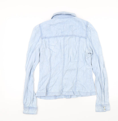 Womens UK Size 8 Miss Selfridge Blue Basic Button-Up