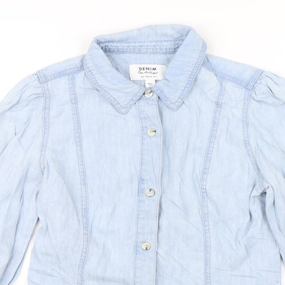 Womens UK Size 8 Miss Selfridge Blue Basic Button-Up