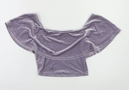 Womens UK Size 6 River Island Grey Cropped Blouse