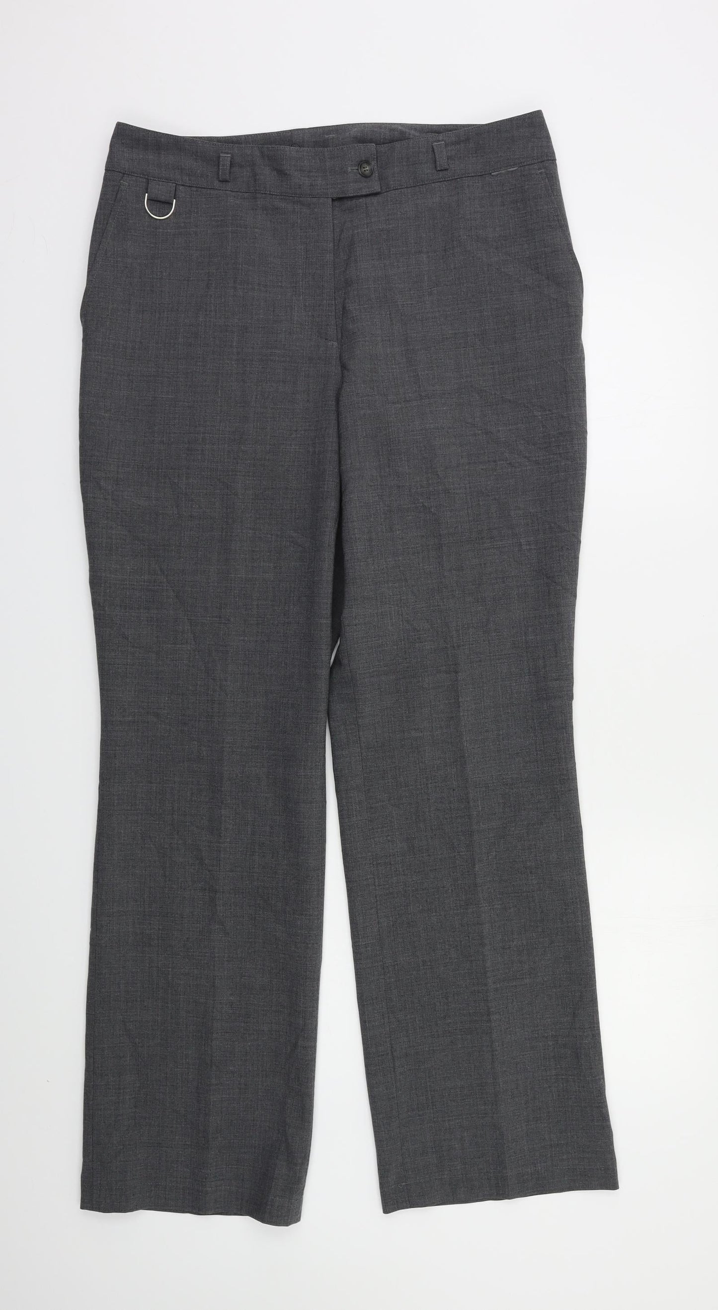 Womens UK Size 14 Preworn Regular Fit Dress Pants Grey Trousers